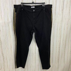 Loft Plus Black Modern Skinny Shimmer Stripe Side Hem Jeans Size 26